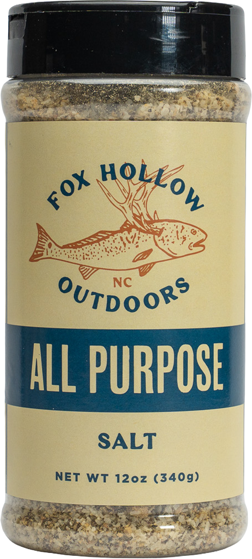 Fox Hollow All-Purpose Salt seasoning, front of bottle