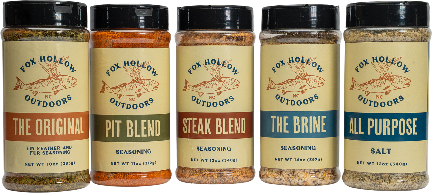 Fox Hollow Outdoors seasoning bundle — full blend lineup